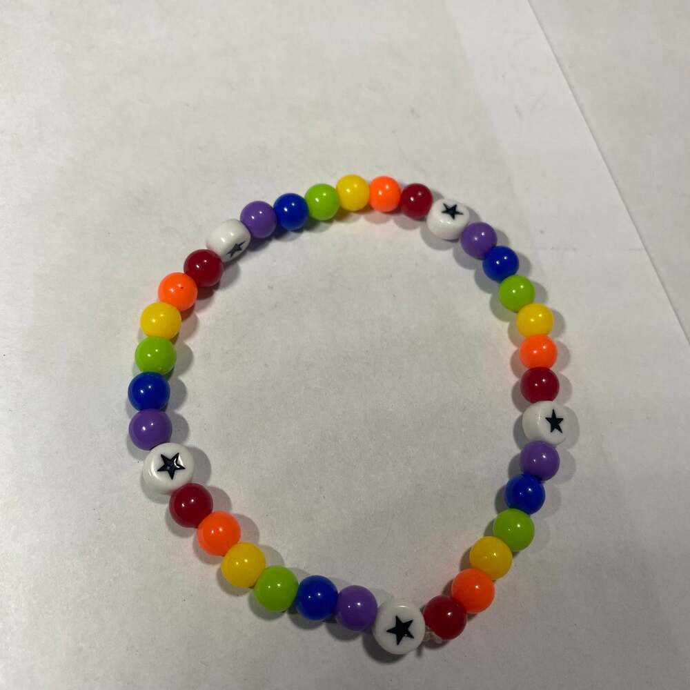 Rainbow Tri-Bead Kandi Stretch Bracelet
